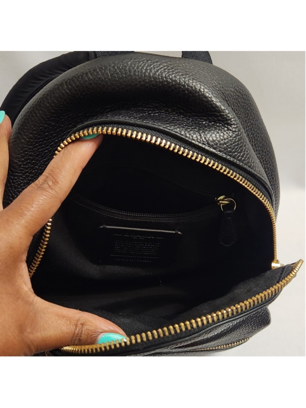 Coach Taylor Small Black Pebble Leather Backpack - Picture 9 of 15